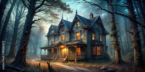 of a haunted house in the woods