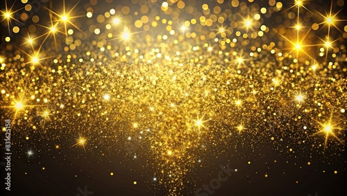 Elegant and shimmering gold sparkles in various shapes for design projects photo
