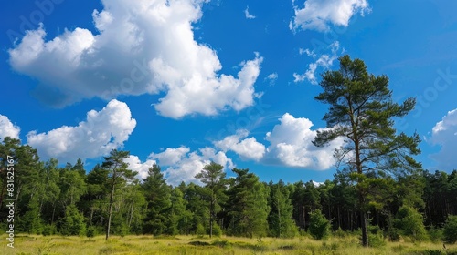 Forests and clearings under a blue sky