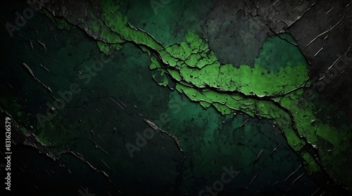 Abstract background, combining earth textures with iron textures, green and black colors. 