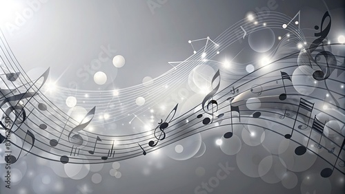 Abstract background with musical notes in grey color, perfect for a banner design