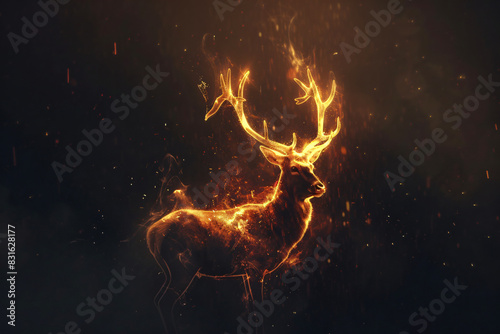 A deer with its antlers on light © IOLA