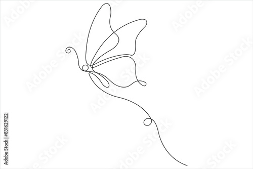 Continuous one line art drawing of butterfly design minimalism outline vector art illustration

