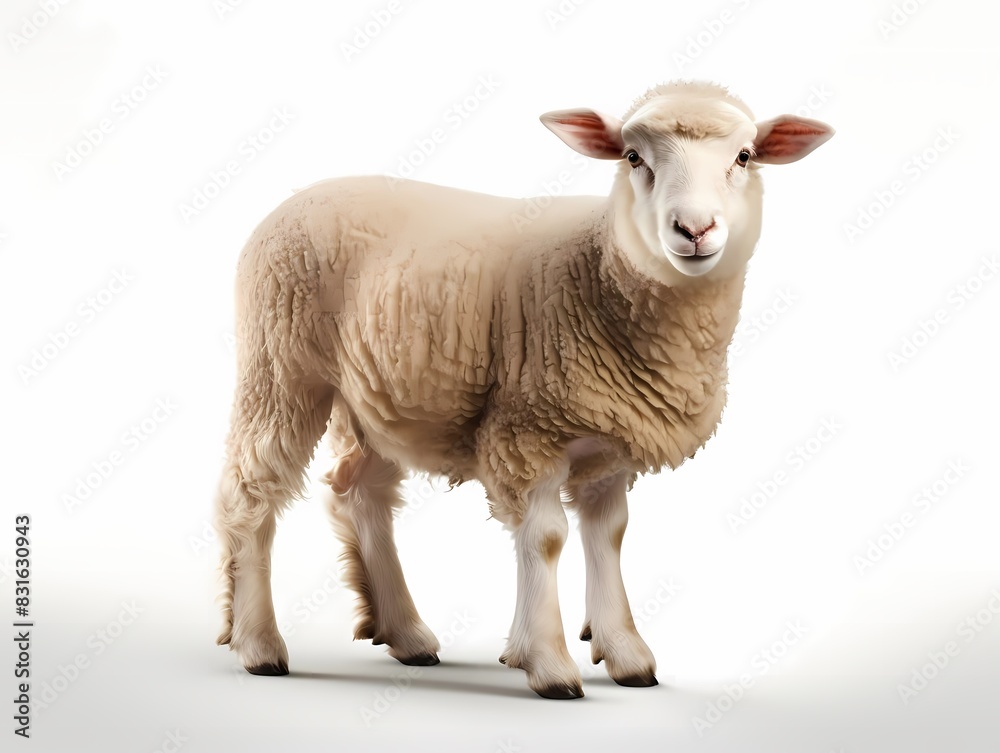 Fototapeta premium Lamb, isolate on white background, dicut PNG style