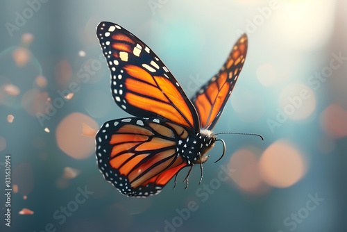 Fluttering monarch butterfly emoji with detailed wings photo