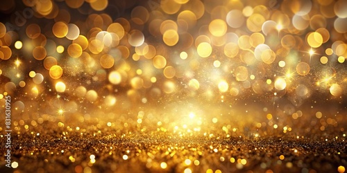 Abstract golden background with glowing bokeh lights for a luxurious and elegant design photo