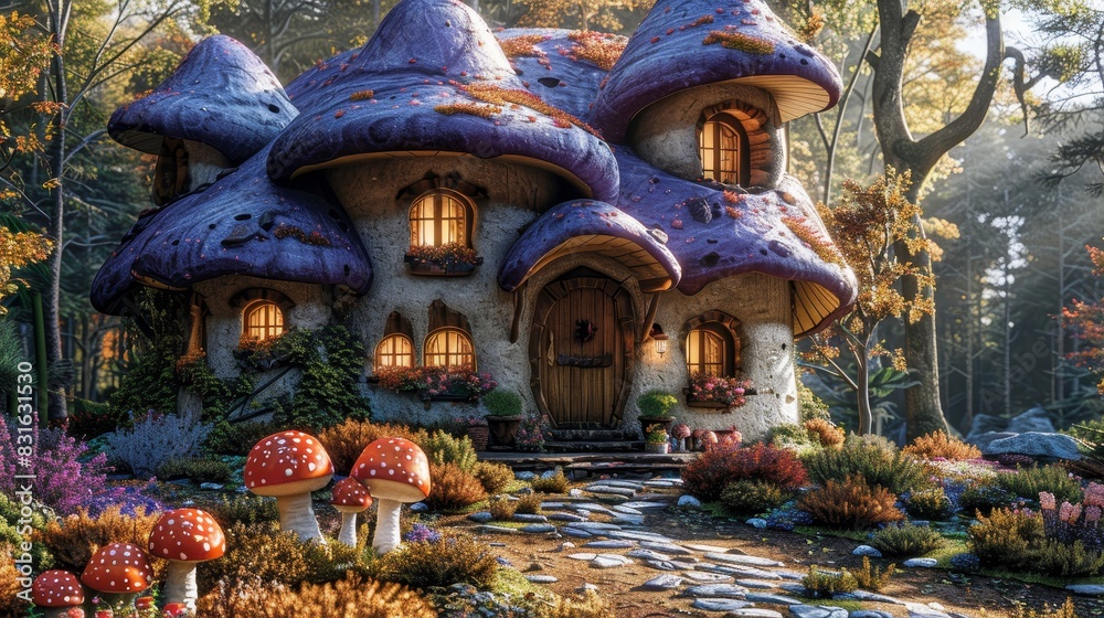 Fototapeta premium a fairy house with a pathway leading to it