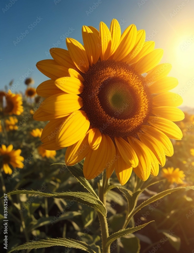 Obraz premium Colorful flowers with morning sunlight, sunrise.