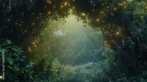 Frame mockup  an ethereal forest bathed in the glow of bioluminescent plants  creating a magical and otherworldly ambiance