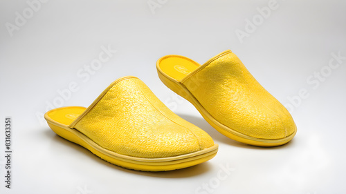 Yellow slipper on a white background, Generative AI