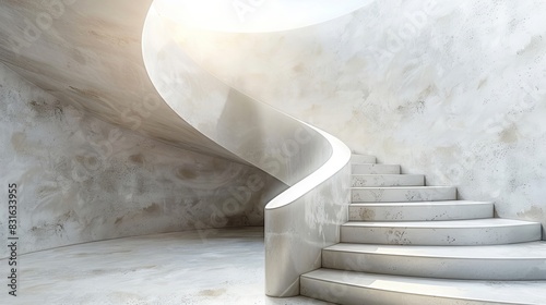 a staircase with a skylight in a white room