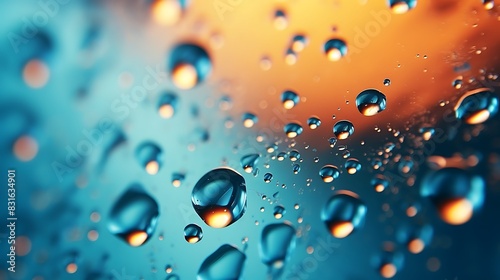 Abstract background texture drops of water and art light on glass. Creative space design 