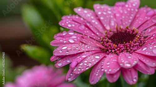 Close up of rain drops on flower.