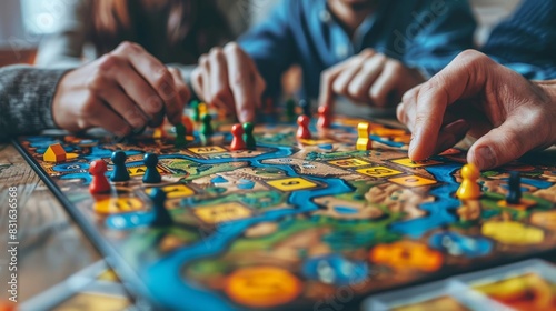 people playing a board game with a board game set up photo