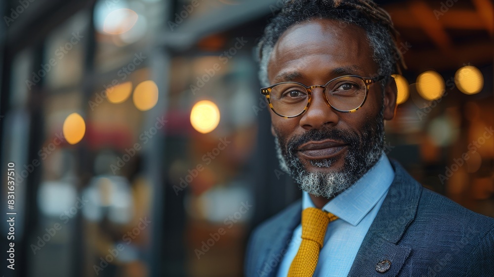 a man with a beard and glasses wearing a suit