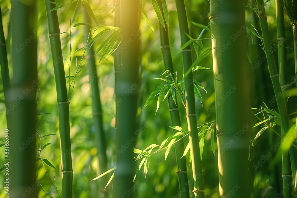 光の差し込む竹林 Stock Photo | Adobe Stock
