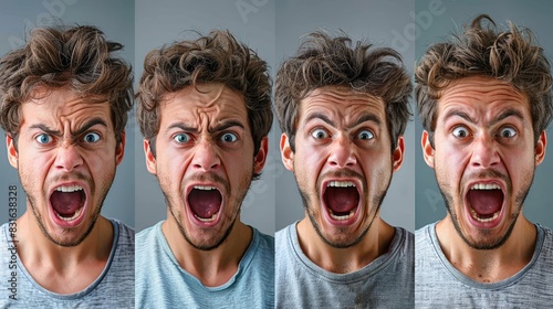 a man making a face with different expressions photo