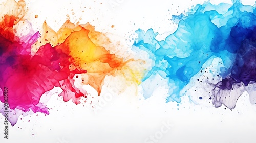 Colorful abstract background with water color splash on white paper 