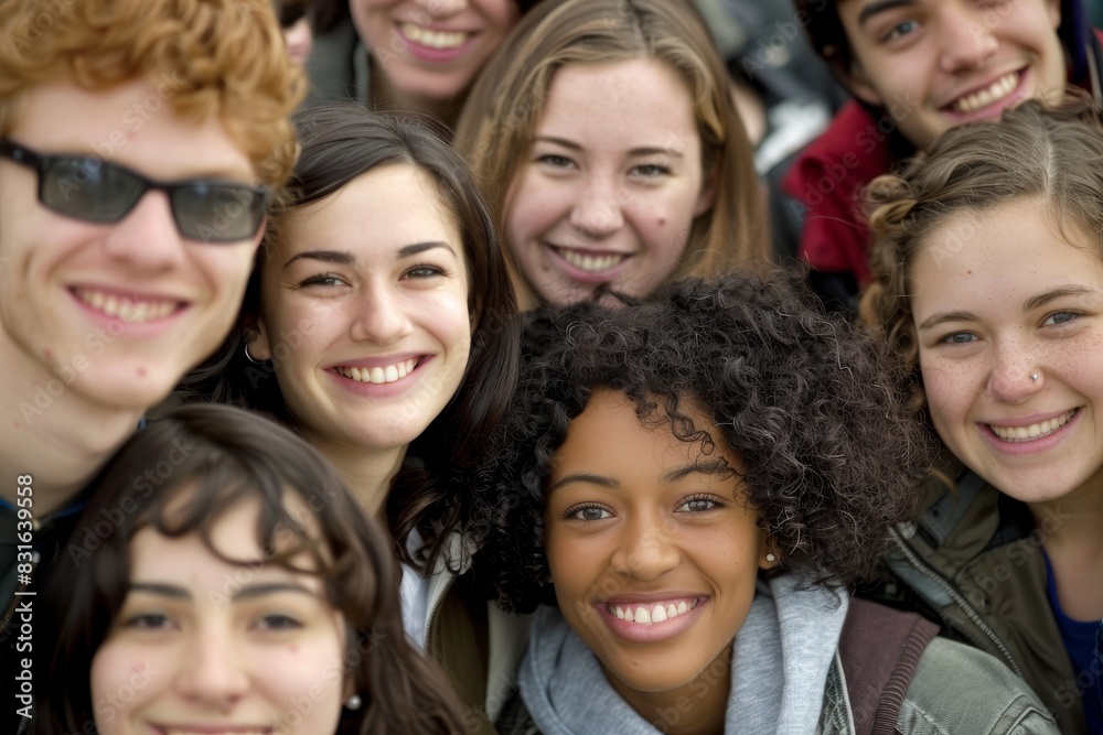 Group of Teenagers Smiling in Front of a Group of Friends Group of Teenagers Smiling in Front of a Group of Friends