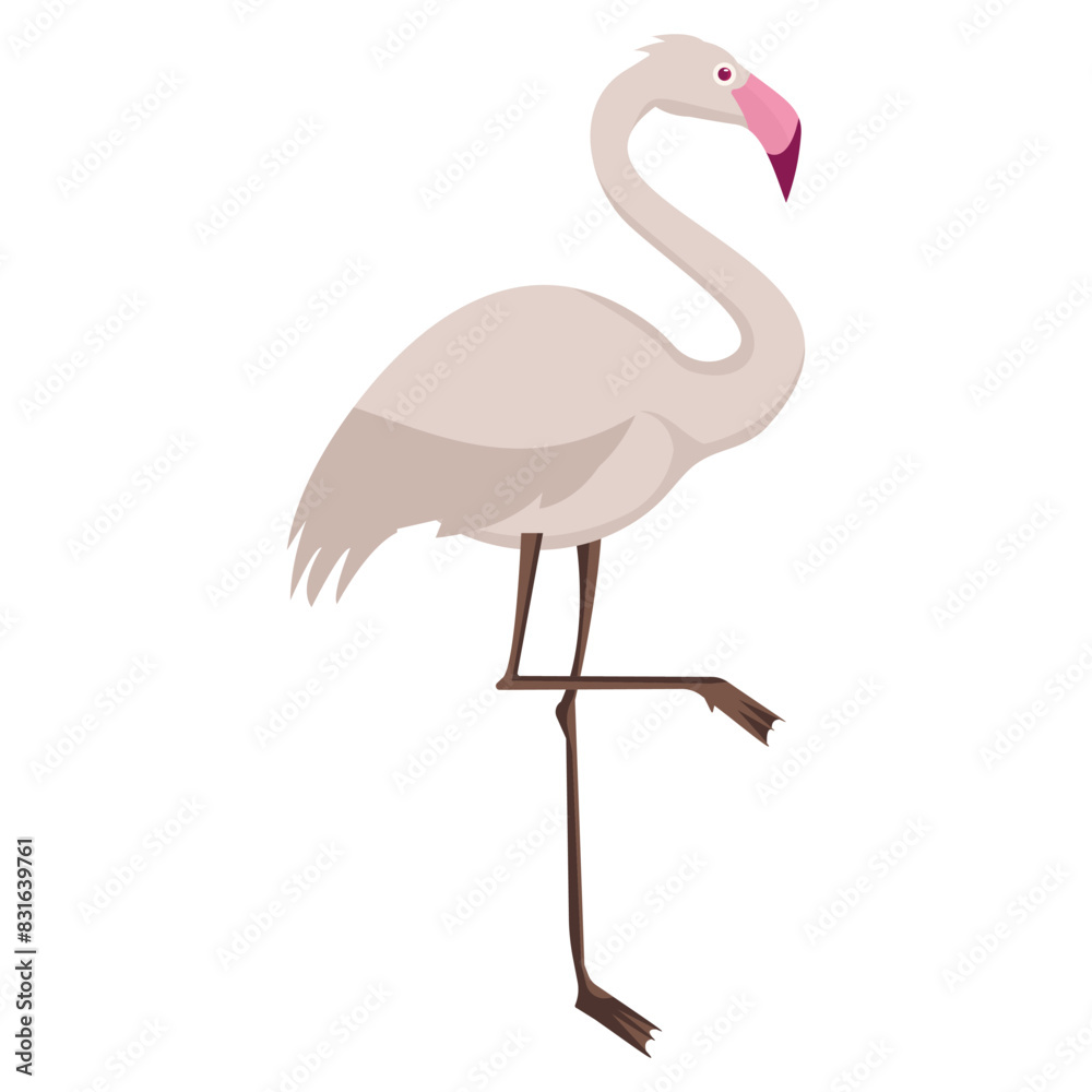 Fototapeta premium Flamingo vector art cartoon illustration, transparent background