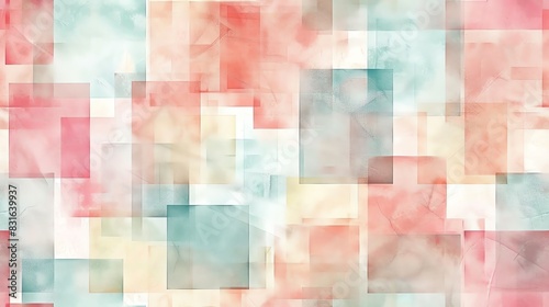 seamless pattern pastel watercolor geometric shapes with circles and triangles