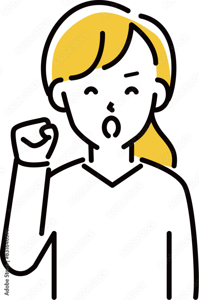 定番　伝わる 人物イラスト　ガッツポーズ　20代女性