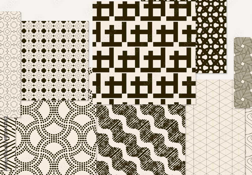 Set of Simple Retro Geometric Patterns Stock Template | Adobe Stock