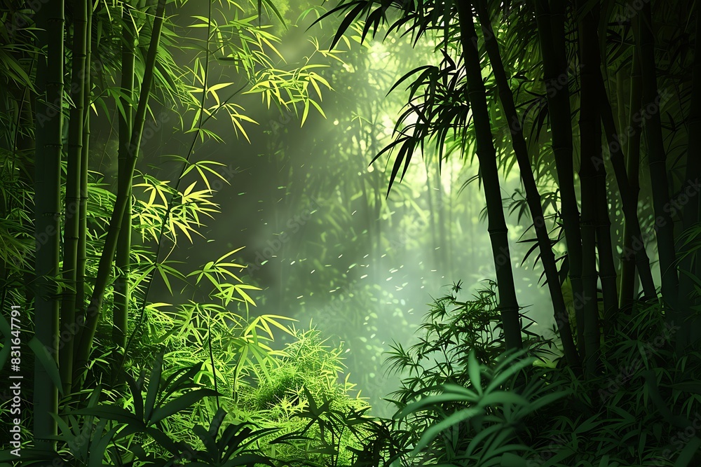 Lush bamboo forest emoji with serene ambiance