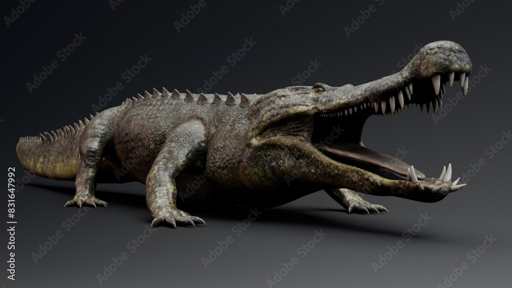 Fototapeta premium Deinosuchus Big Crocodile Model of background, 3d rendering