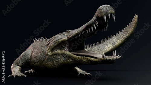 Deinosuchus Big Crocodile Model of background, 3d rendering
