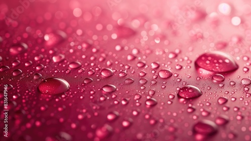 Macro Drops of Water on Pink Red Magenta Surface Pattern Abstract Artwork Background Concept, Web Graphic Wallpaper, Digital Art Backdrop