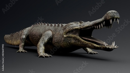 Deinosuchus Big Crocodile Model of background, 3d rendering
