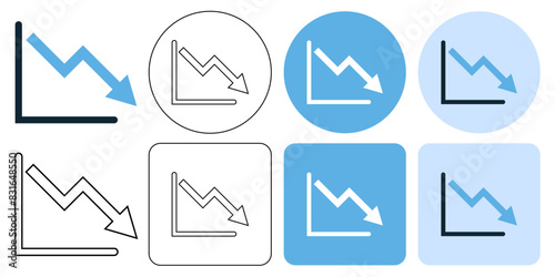 chart with bars declining, decrease, down chart report presentation,  sign icon symbol ui and ux design, glyphs and stroke line icon	