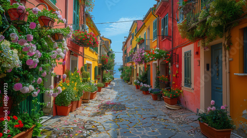 beautiful italy landscape scene for holiday created with Generative AI technology