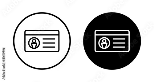 License icon vector isolated on white background. Identity icon. Id card