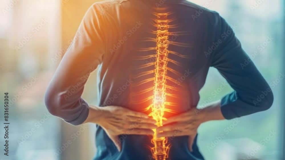 Hand Human Back Spinal pain and human back anatomy Man puts his hands behind his back ...
