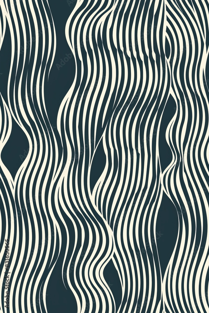 Elegant Wavy Line Pattern on Blue Background, Minimalist Design Illustration Elegant Wavy Line Pattern on Blue Background, Minimalist Design Illustration