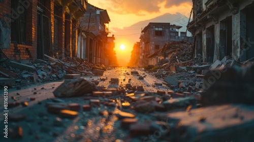 After earthquake devastating. photo