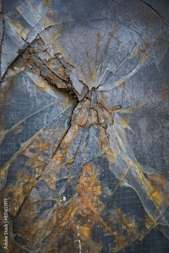 Broken Glass Window With Rusted Metal Grate © Lukasz Czajkowski