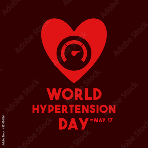 World Hypertension Day. May 17. Flat design vector. Heart shape.