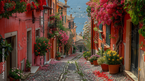 beautiful italy landscape scene for holiday created with Generative AI technology