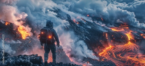 With the first light of dawn, they rise once more, eager to explore further into the heart of the volcano and uncover its hidden secrets. photo