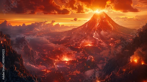 With the first light of dawn, they rise once more, eager to explore further into the heart of the volcano and uncover its hidden secrets. photo