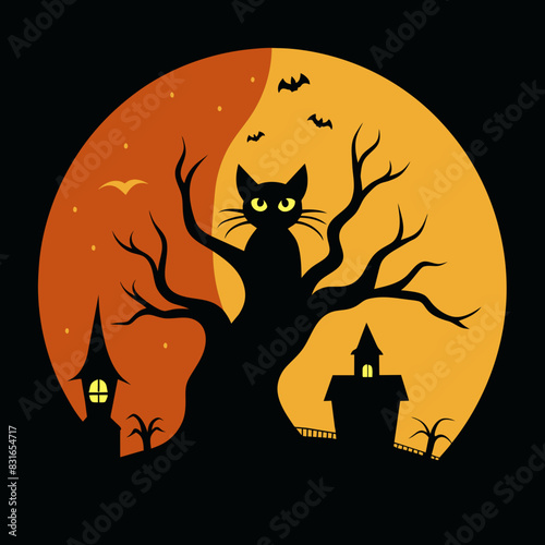 halloween cat on the moon