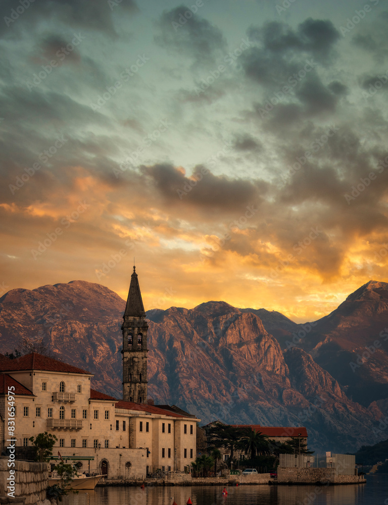Obraz premium Photos from various tourist spots around the bay of Kotor, Montenegro