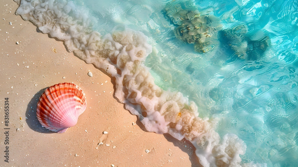 Obraz premium Landscape with shell on tropical beach. Summer concept.