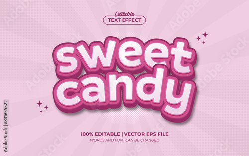 Sweet Candy 3D Cartoon Editable Text Effect Template Style Premium Vector