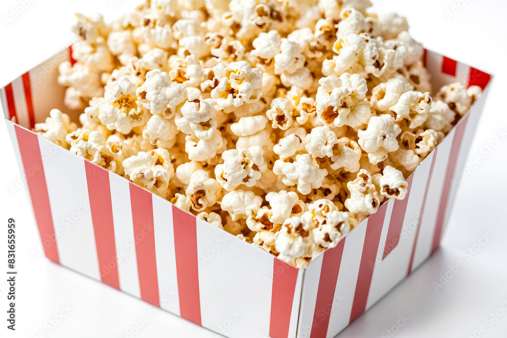 Popcorn in a Red and White Striped Box Popcorn in a Red and White Striped Box