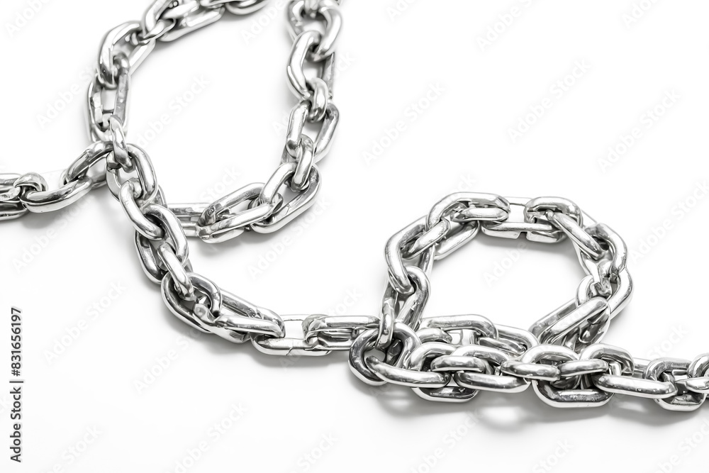 Fototapeta premium Silver Chain Link on White Background