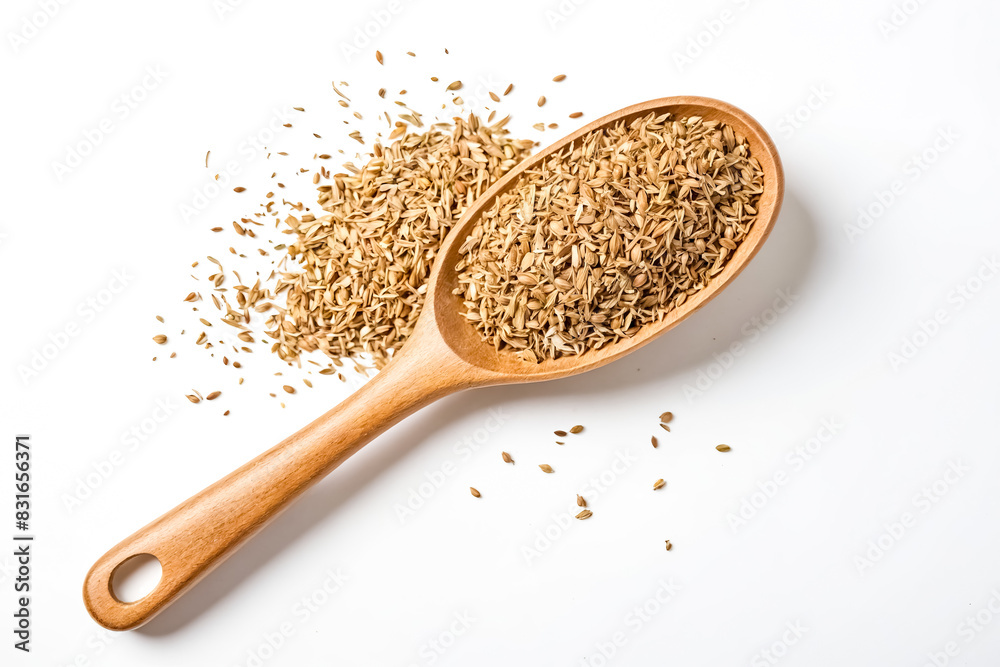 Brown Rice Grains In Wooden Spoon Brown Rice Grains In Wooden Spoon
